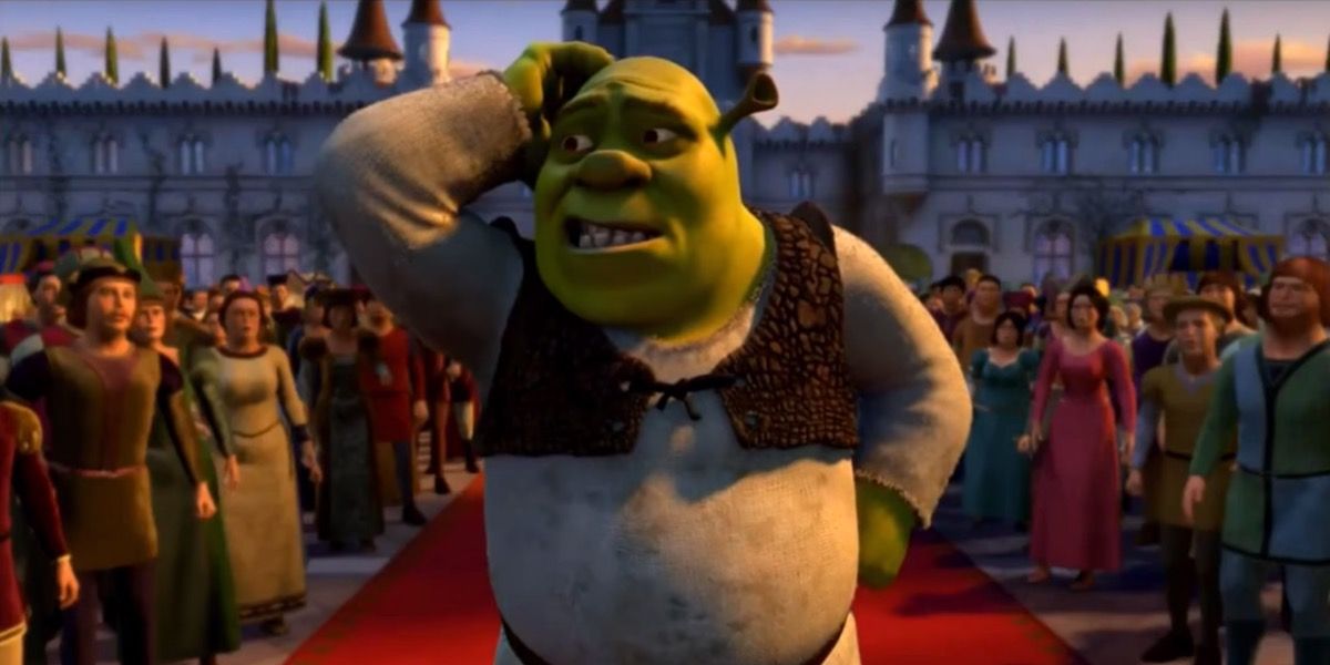 Shrek arriving in Fiona's kingdom in Shrek 2