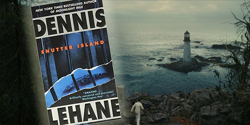 Collage of the Shutter Island book cover and a lighthouse