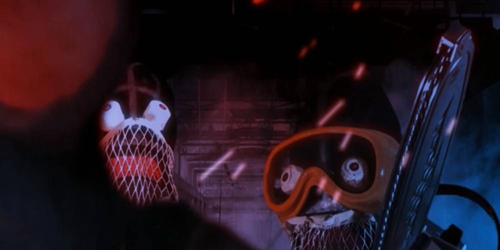 A sock puppet yielding a chainsaw in Sick Sock Monsters from Outer Space