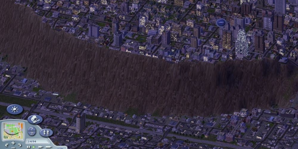 A city is built near a river from SimCity 4