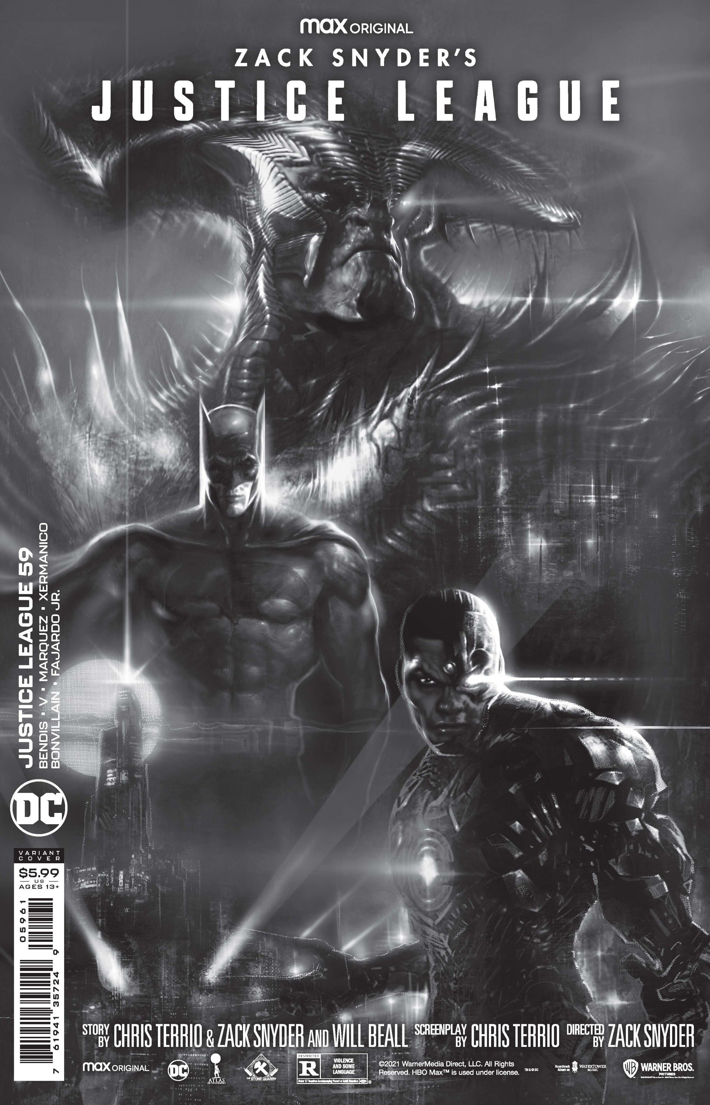 Snyder Cut Variant Cover Justice League 59 batman b&amp;w