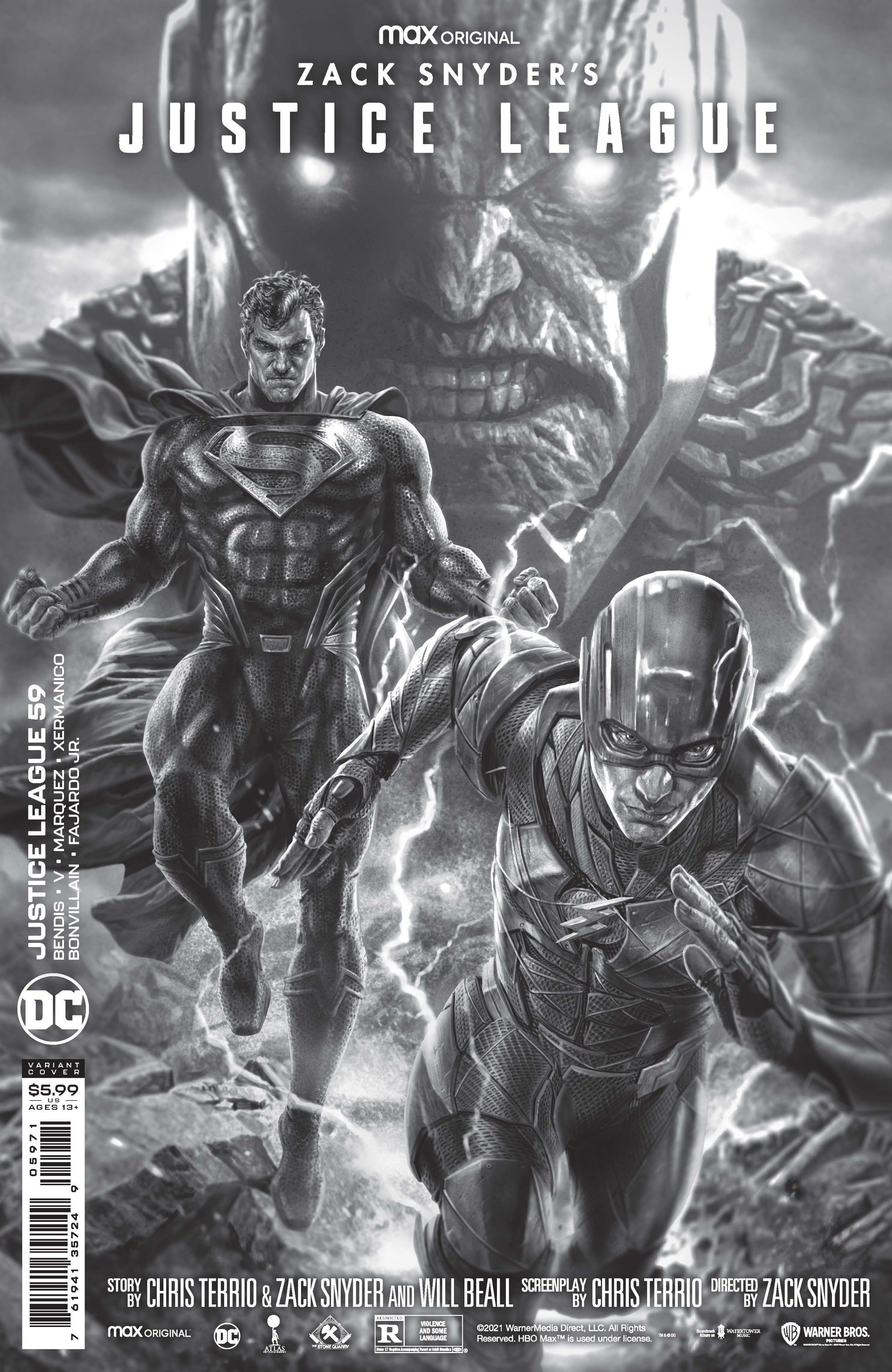 Snyder Cut Variant Cover Justice League 59 b&amp;w