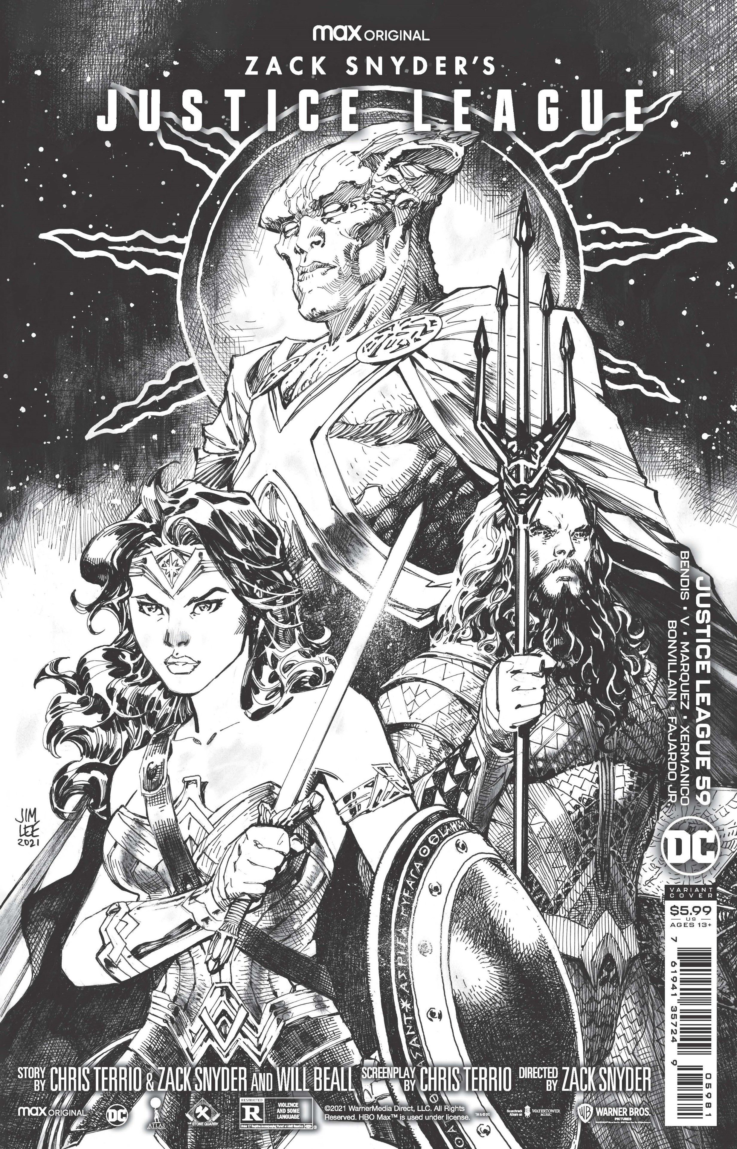 Snyder Cut Variant Cover Justice League 59 manhunter B&amp;W