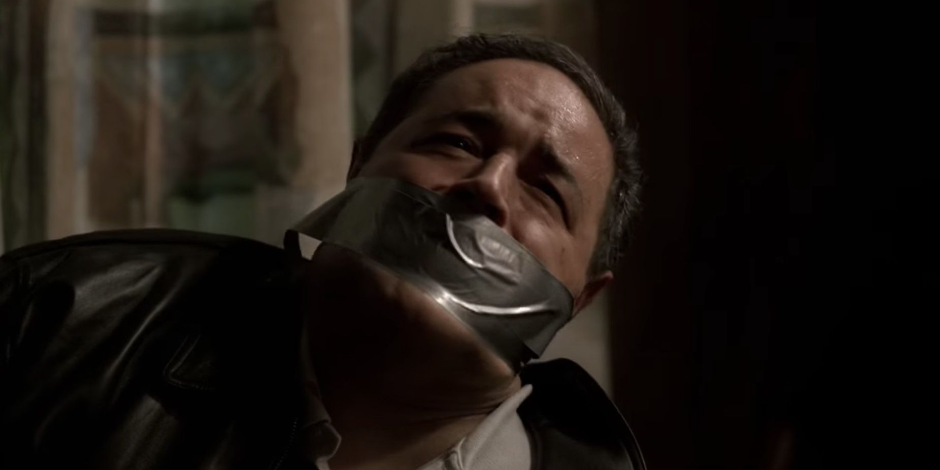 Vito with duct tape over his mouth in The Sopranos.