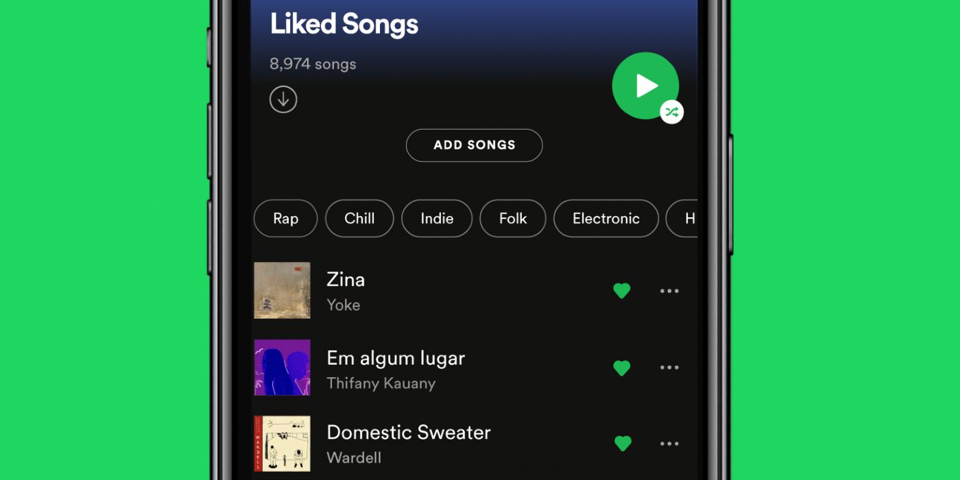 Spotify liked songs genre and mood filters