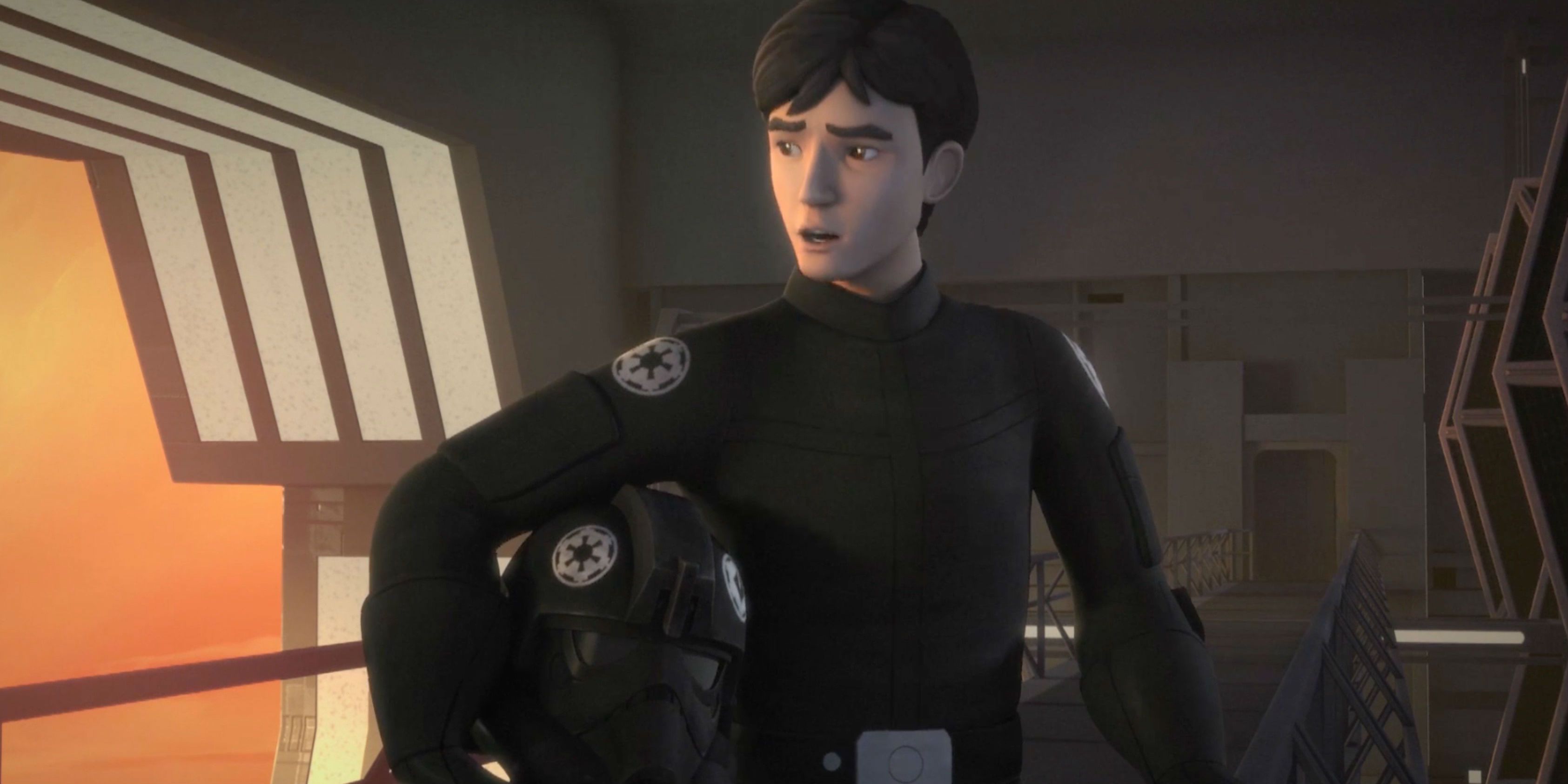 Wedge Antilles holds his helmet and looks pensive