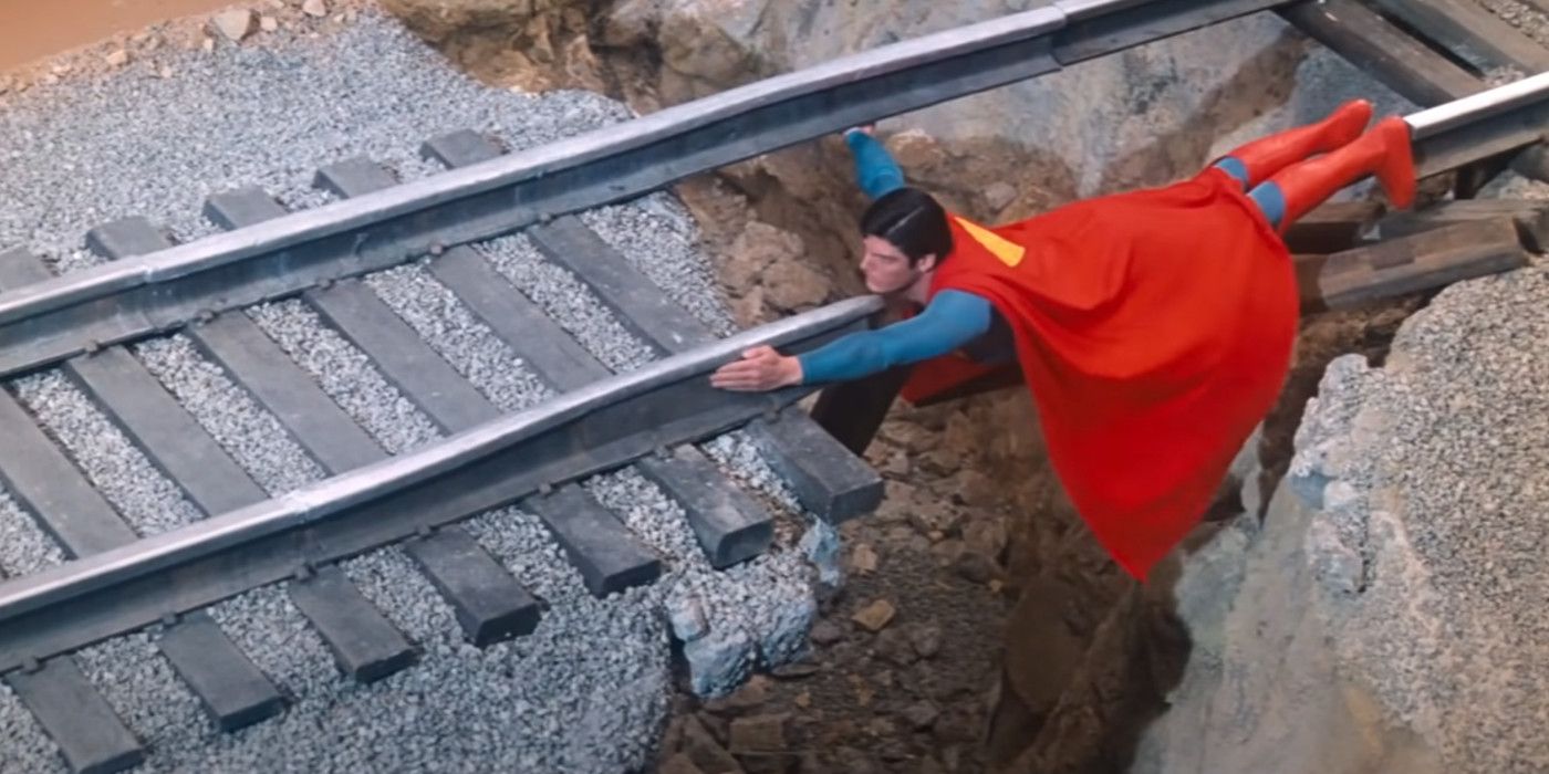 Superman The Movie Superman replaces train track