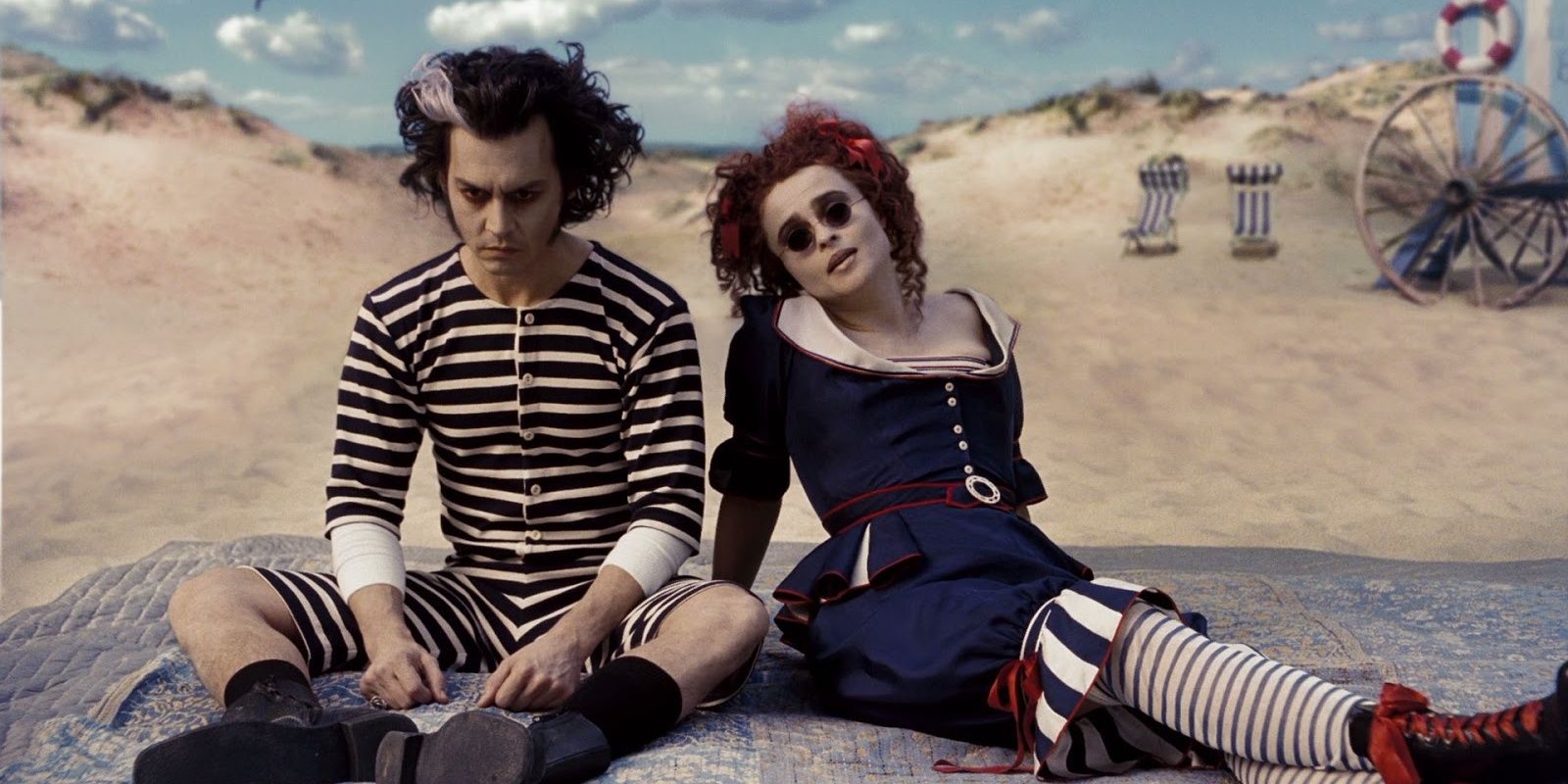 Sweeney Todd and Miss Lovett at the beach in Sweeney Todd