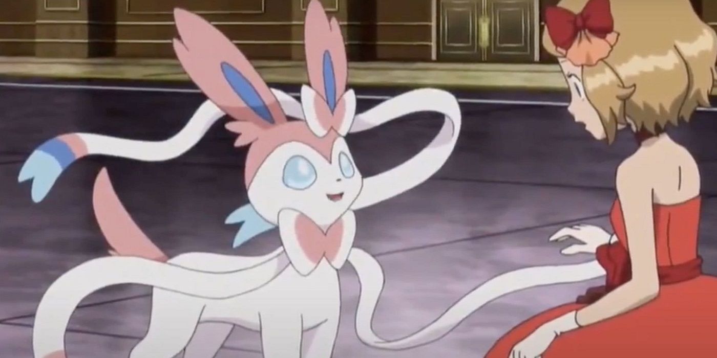 Sylveon and Serena in the Pokémon X &amp; Y anime.