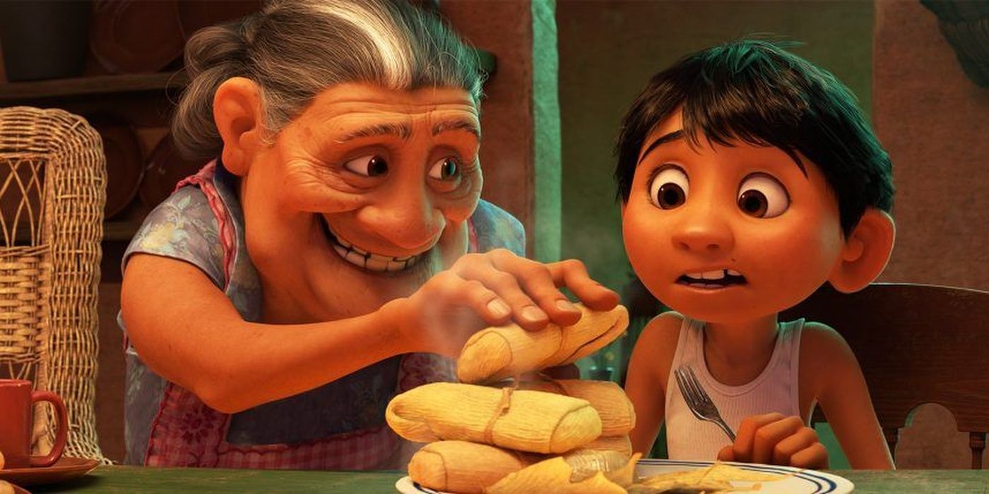 Abuelita serves tamales in Coco