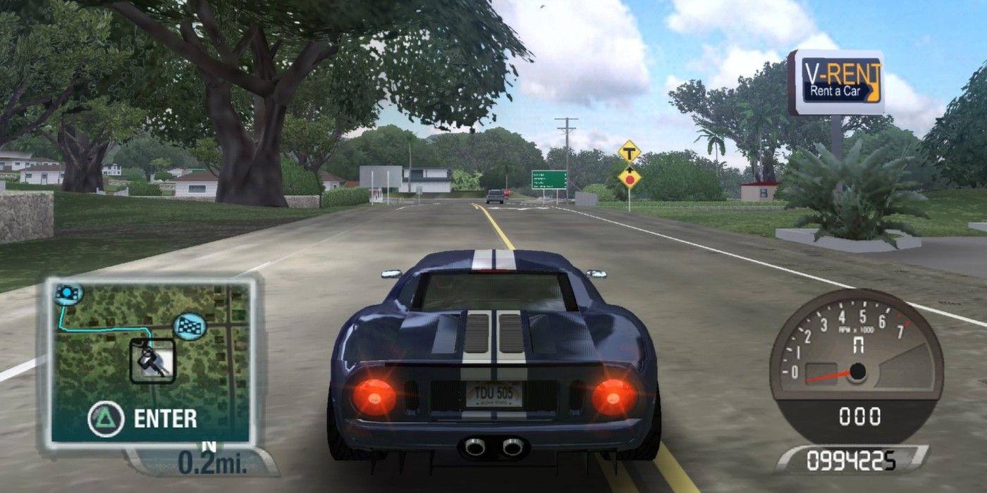 A gameplay screenshot of Test Drive Unlimited
