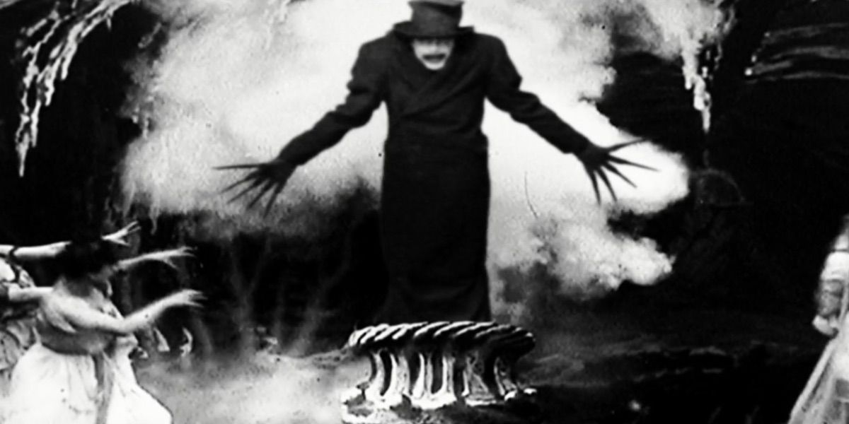 The Babadook appearing in a black and white movie