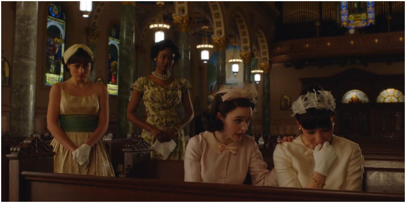 Midge consoles Mary after her wedding in The Marvelous Mrs. Maisel