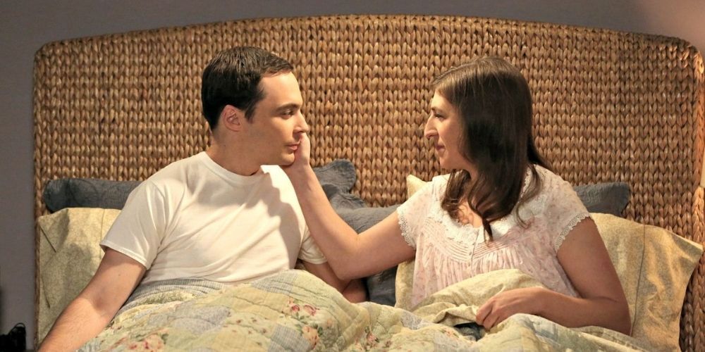 Sheldon and Amy make love on Amy's birthday night in The Big Bang Theory