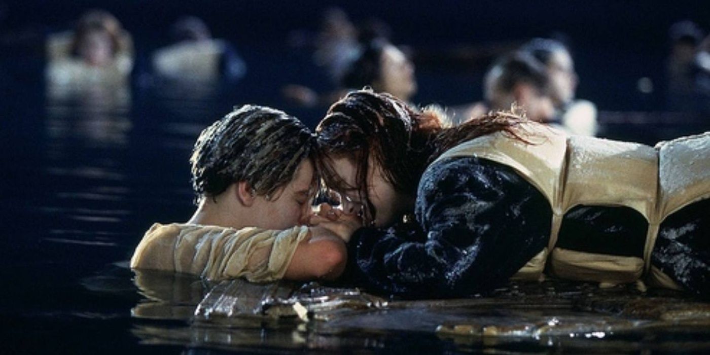 Jack and Rose try to survive in Titanic
