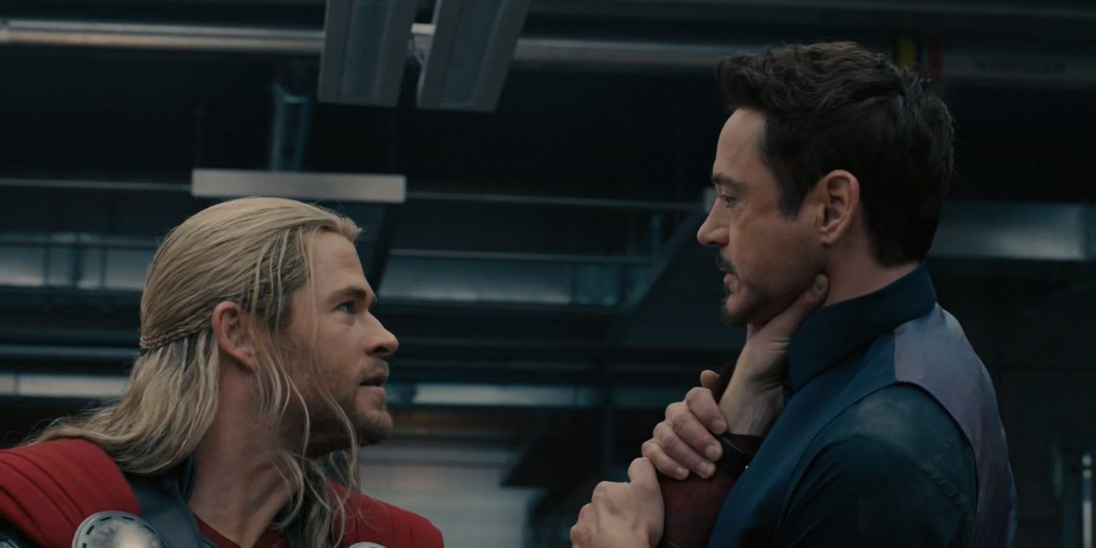 Thor choking Tony in Age of Ultron