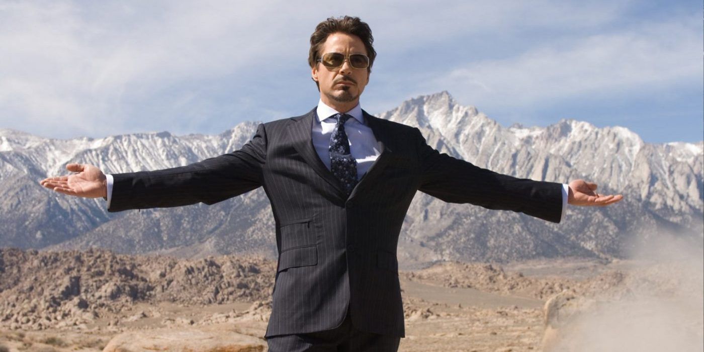 Tony Stark poses in the desert in Iron Man