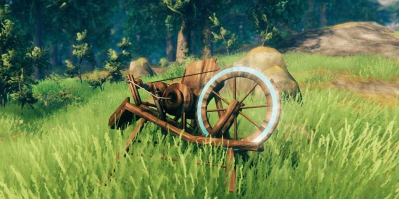 A Spinning Wheel crafting station in Valheim