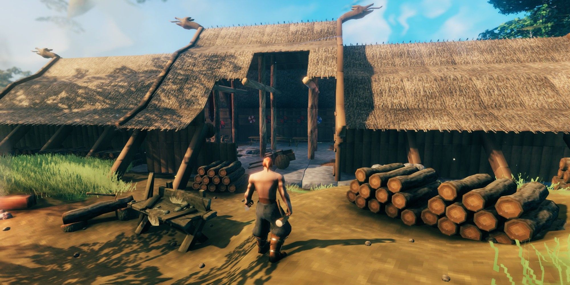 A player enters their base in Valheim