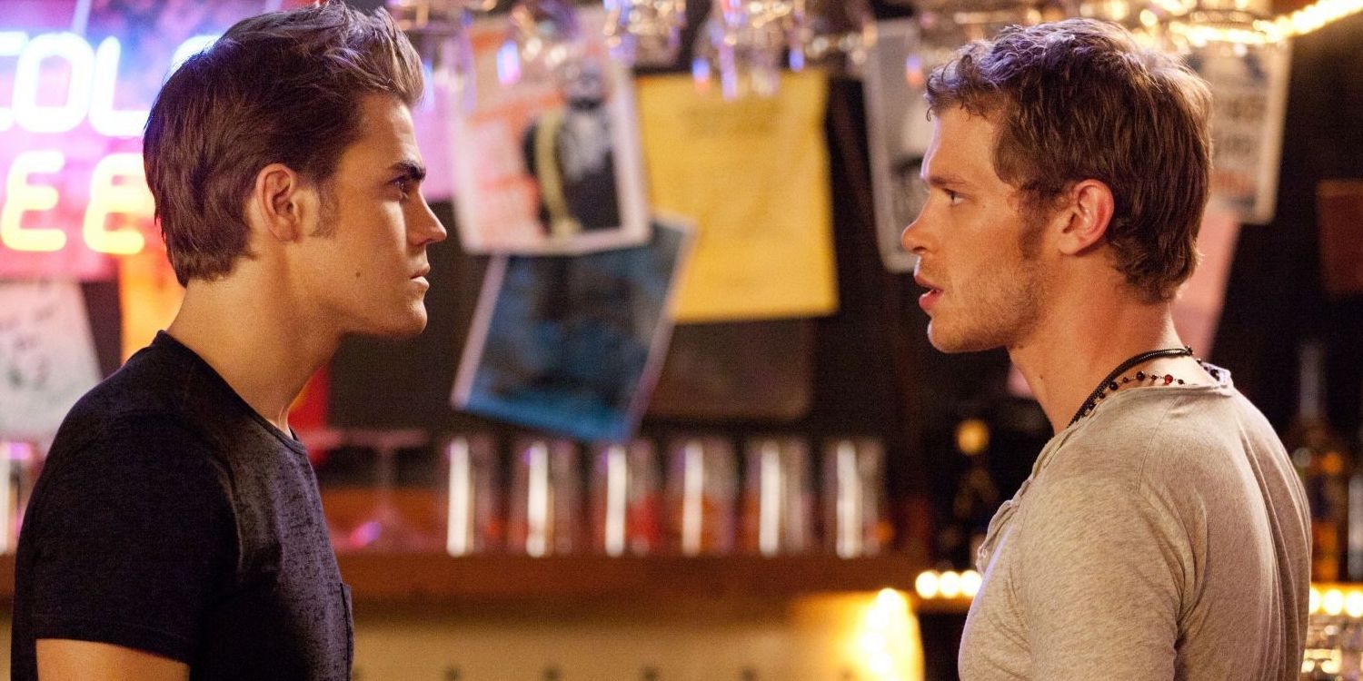 Stefan and Klaus face each other in The Vampire Diaries.