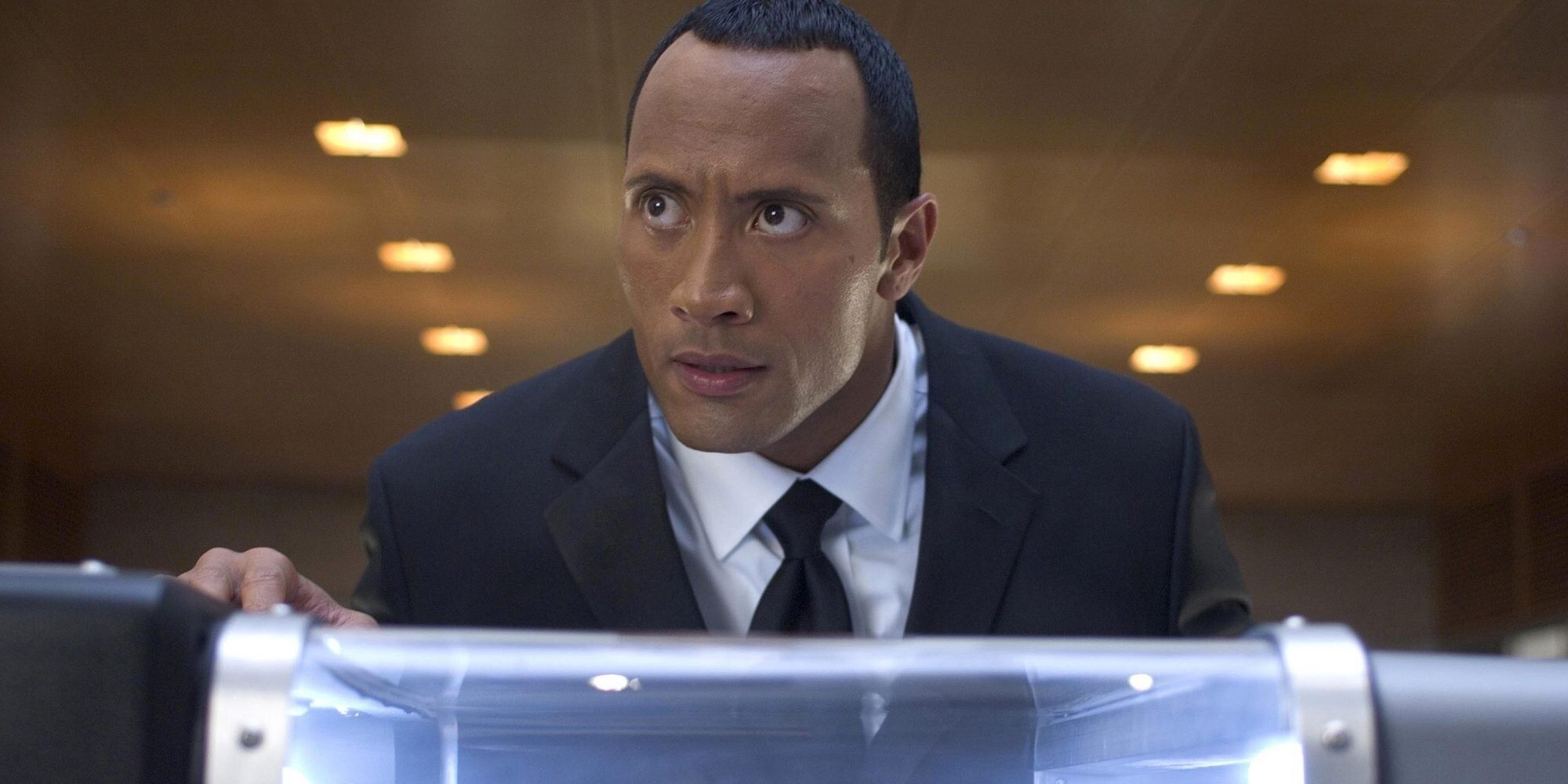 Dwayne Johnson looking nervous in Southland Tales