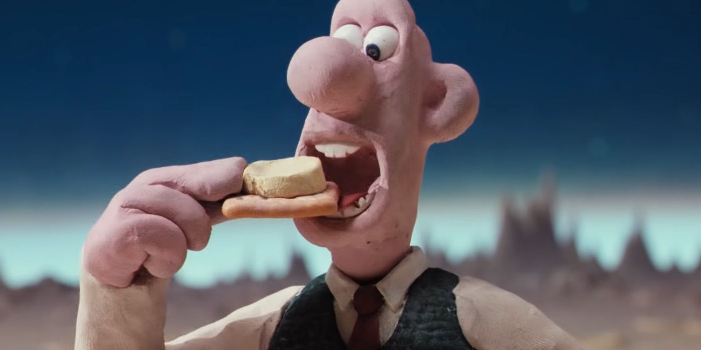 Wallace Eating Cheese On Cracker - Wallace And Gromit A Grand Day Out