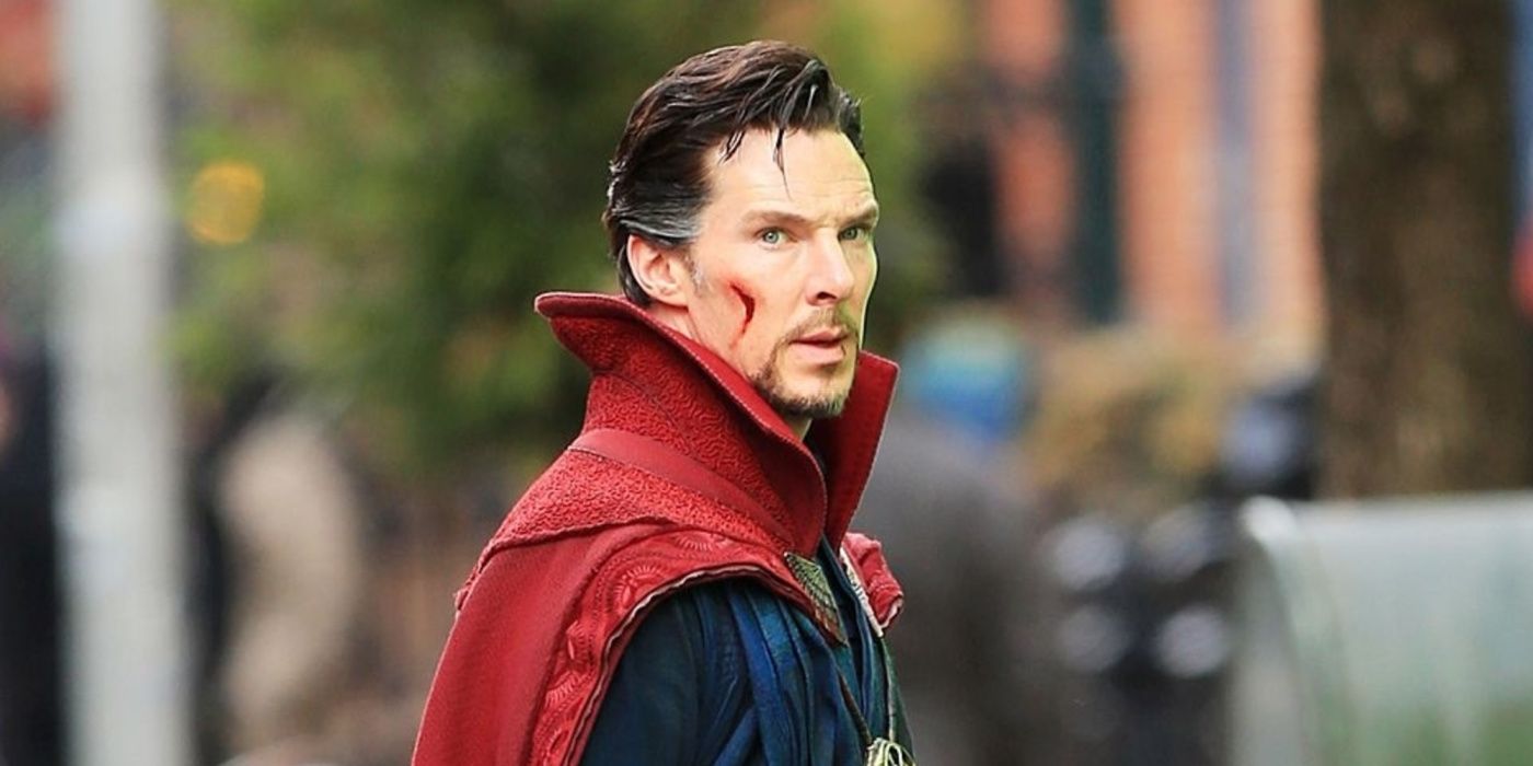 A wounded Doctor Strange standing on the street in Avengers: Infinity War