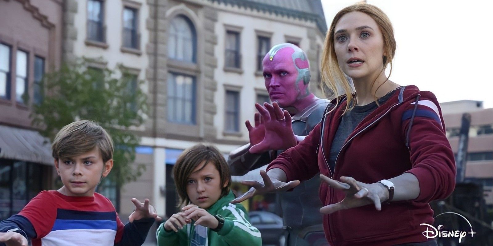 Wanda, Vision, Billy, and Tommy team up in the WandaVision Finale