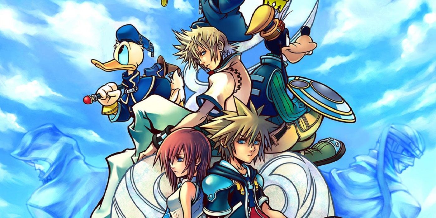 Kingdom Hearts II cover art featuring the main cast sitting together