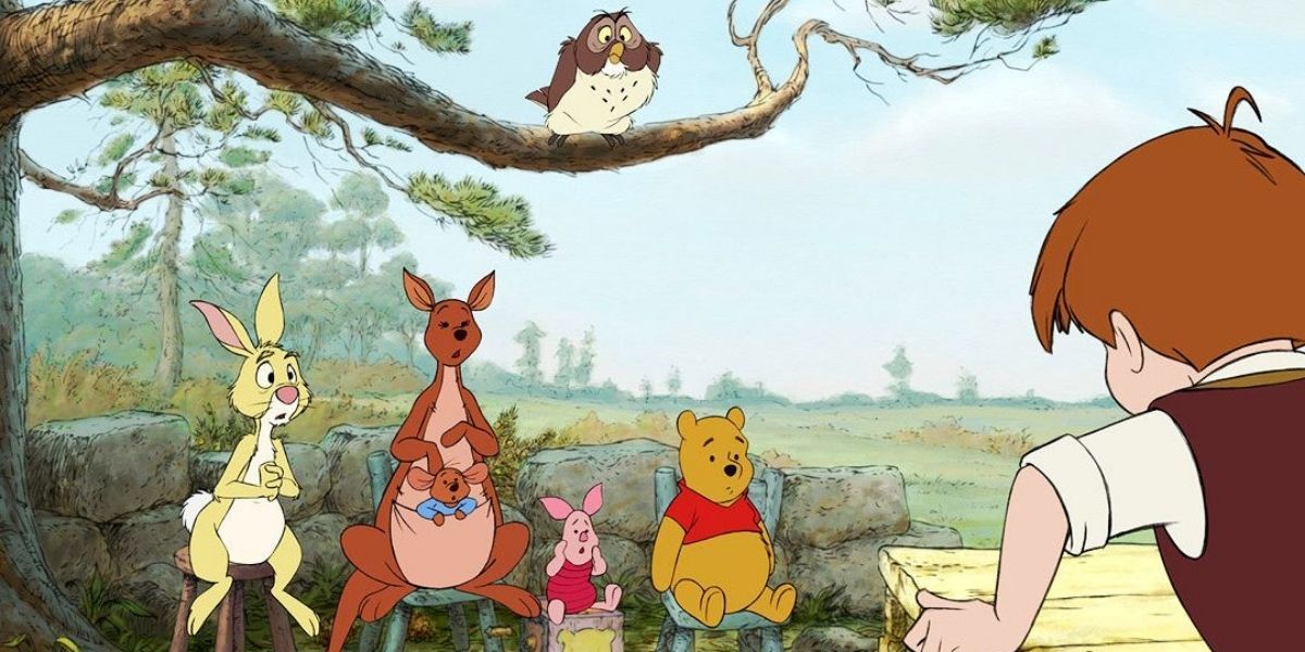 Christopher Robin telling his friends a story