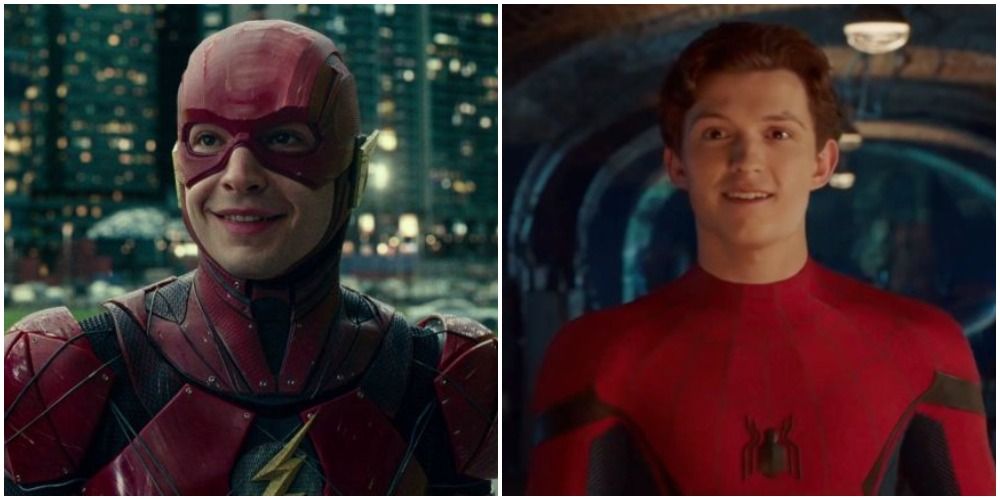 Ezra Miller as Flash and Tom Holland as Spider-Man