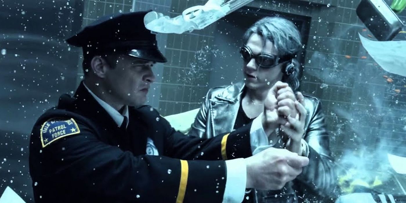 Quicksilver messes with a cop in X-Men: Days Of Future Past
