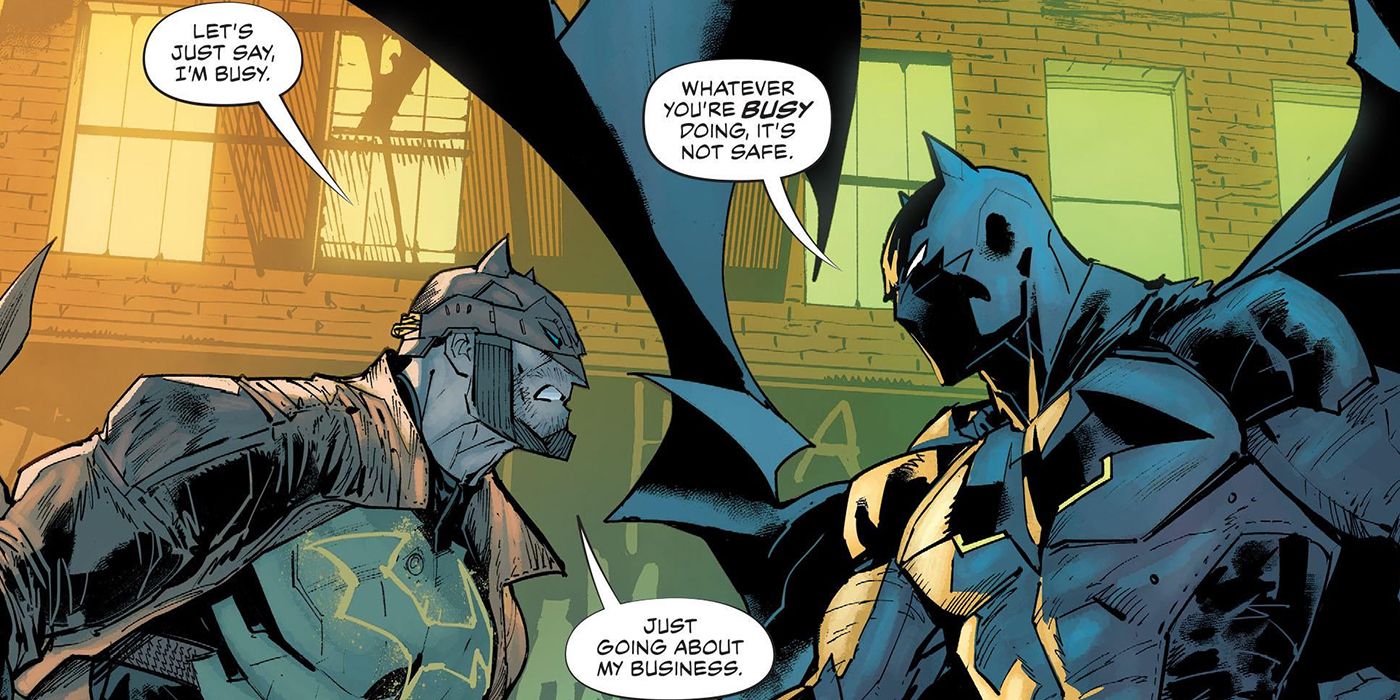Bruce Wayne and Tim Fox Batman in Future State: Dark Detective #3.