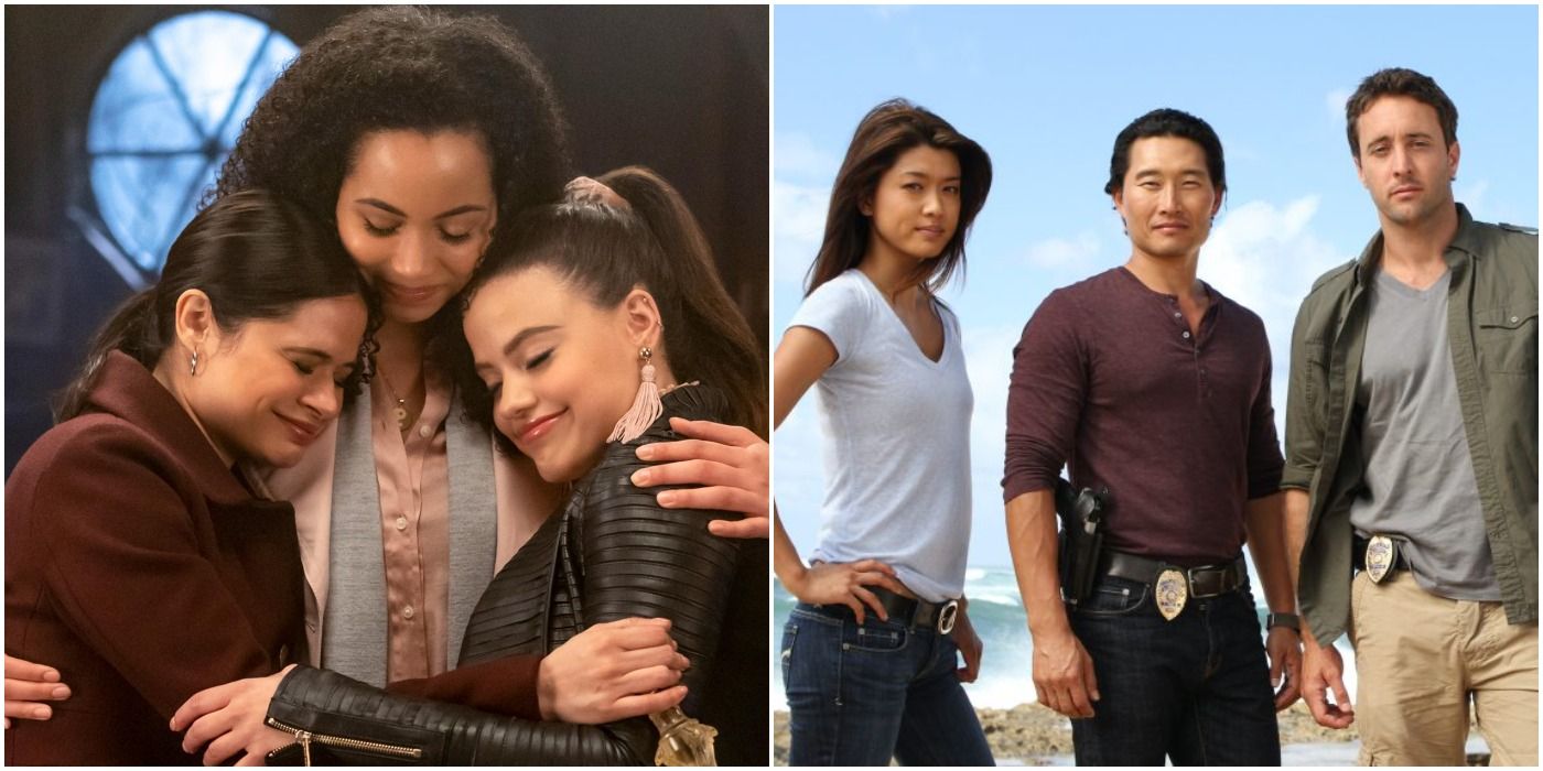 split image featuring cast of charmed original and reboot