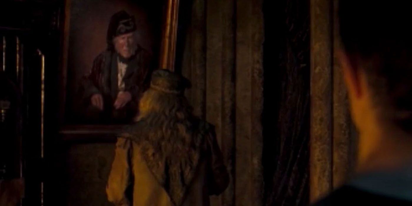Dumbledore talking to the portrait of Everard