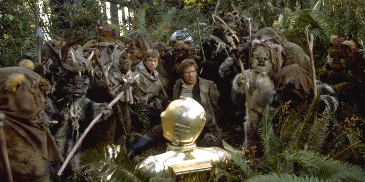 The Ewosk capture the rebels on Endor and take them to their camp in Return of the Jedi