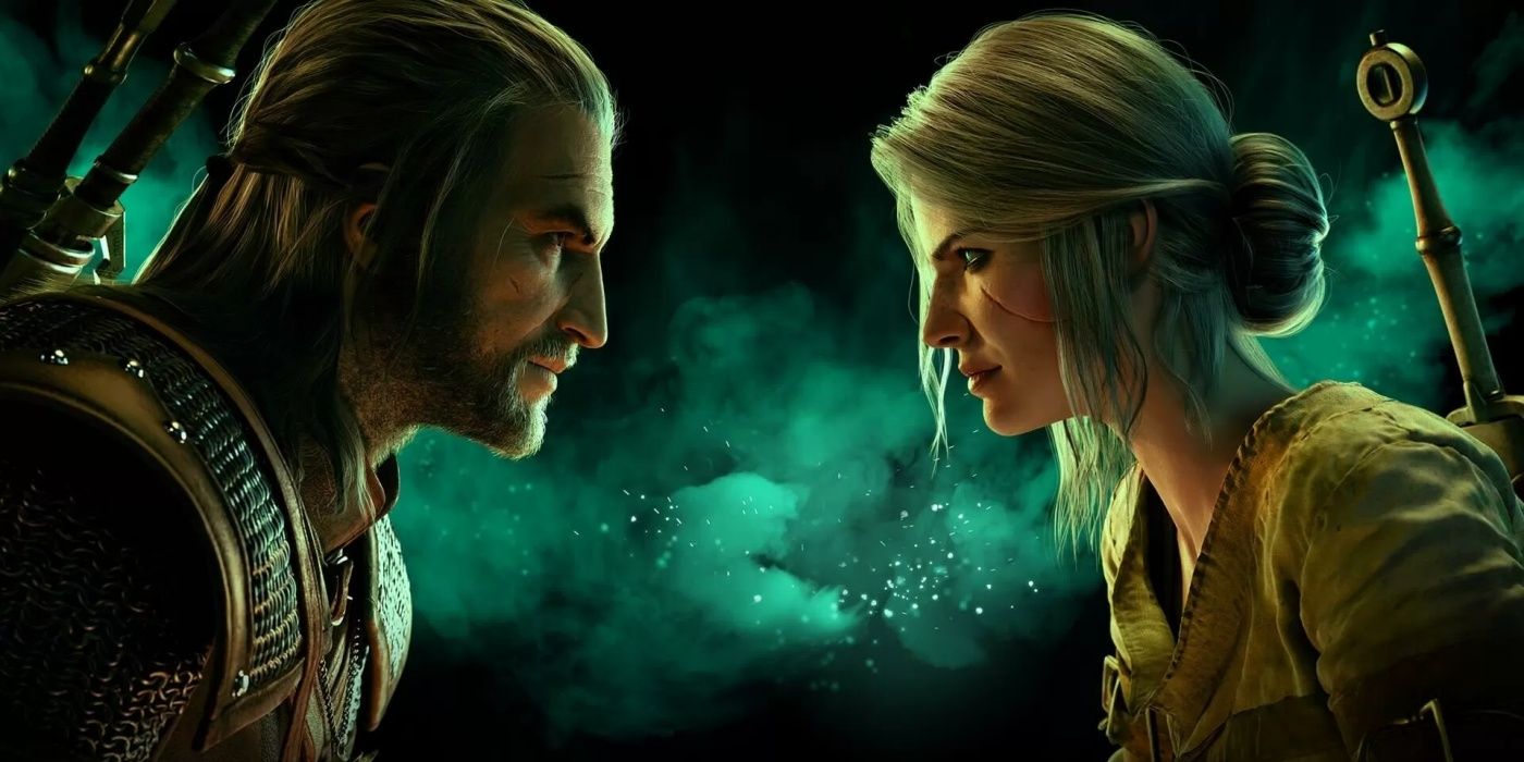 Geralt and Ciri comfronting each other in Gwent: The Witcher Card Game