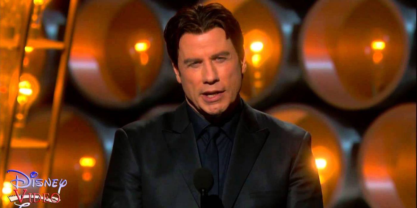 John Travolta introducing Idina Menzel at the Oscars