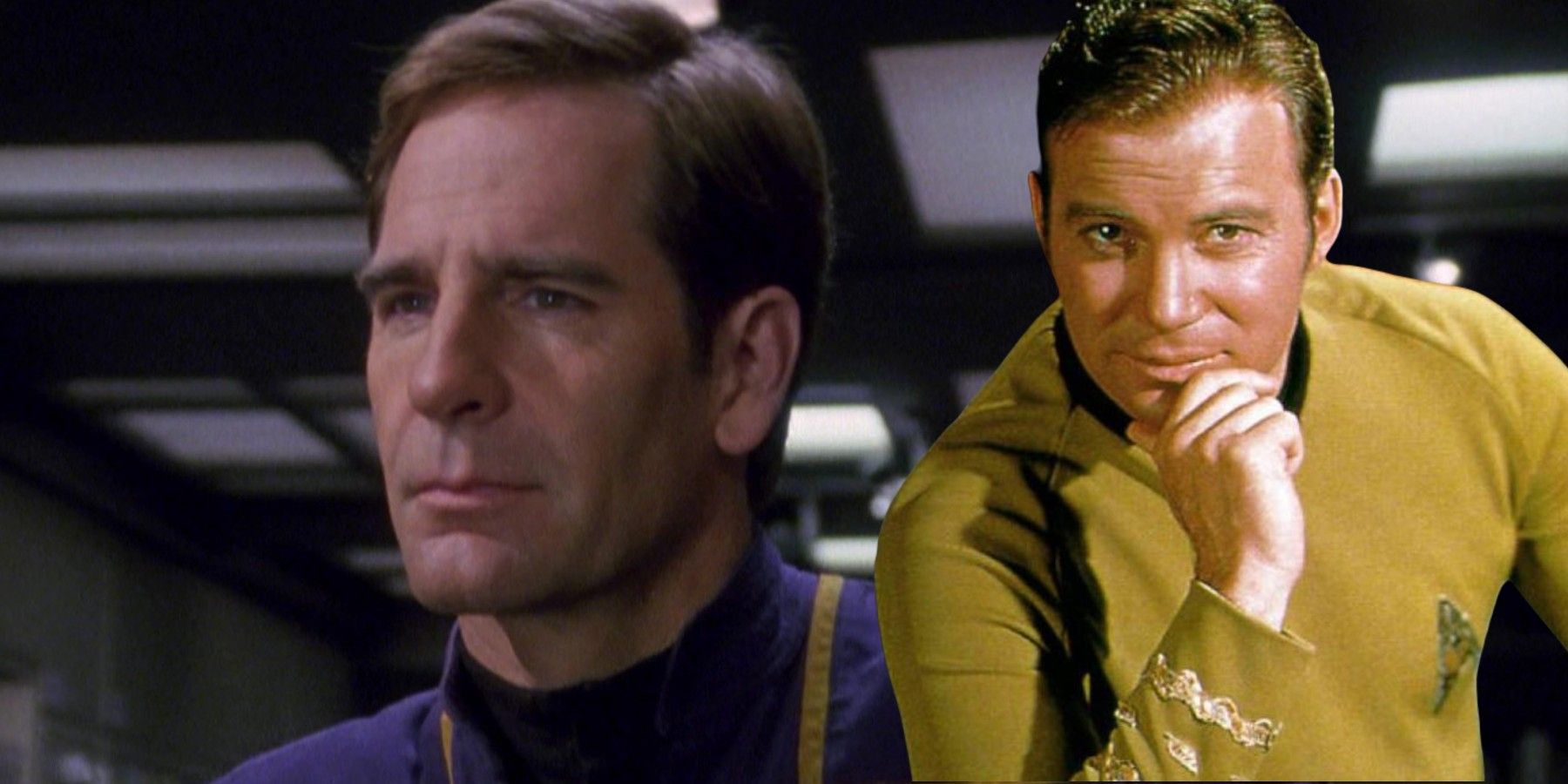William Shatner as James Kirk and Scott Bakula as Jonathan Archer in Star Trek