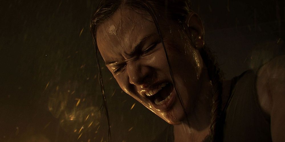 Abby yelling in the rain in The Last of Us Part 2