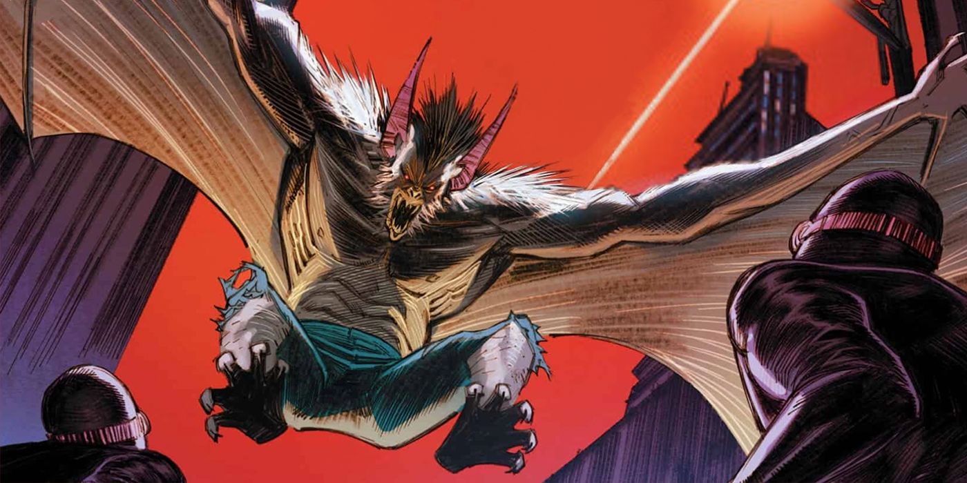 Man-Bat flies down on people in the Man-Bat #1 comic.