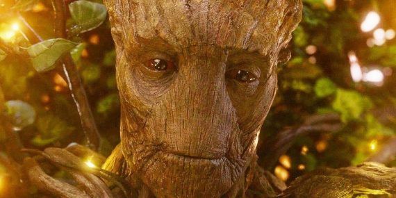 Groot protecting the team in Guardians of the Galaxy