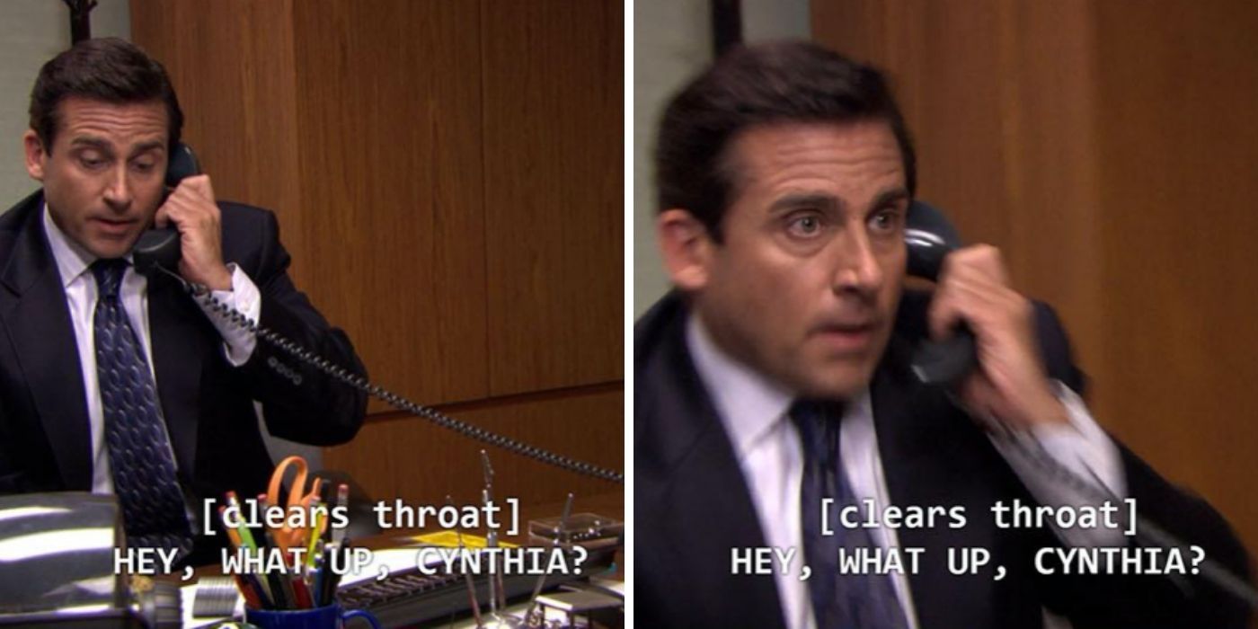 michael on the phone with cynthia - the office