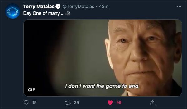 Terry Matalas tweet about Star Trek: Picard