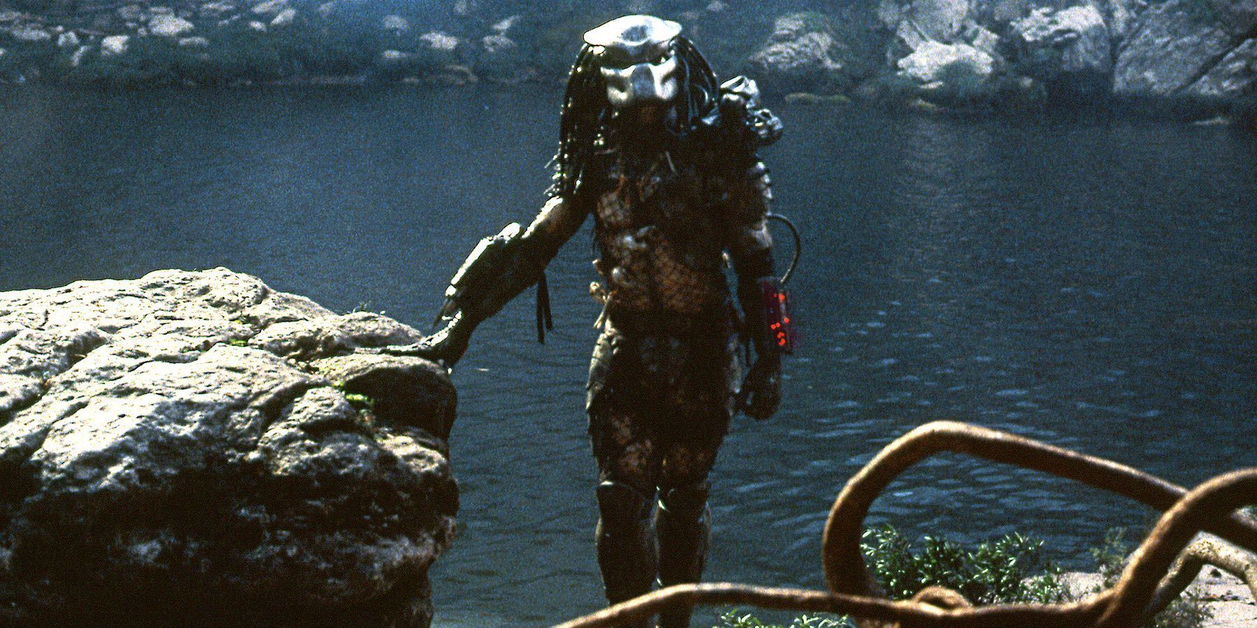 The Predator emerges from the water in Predator (1987)