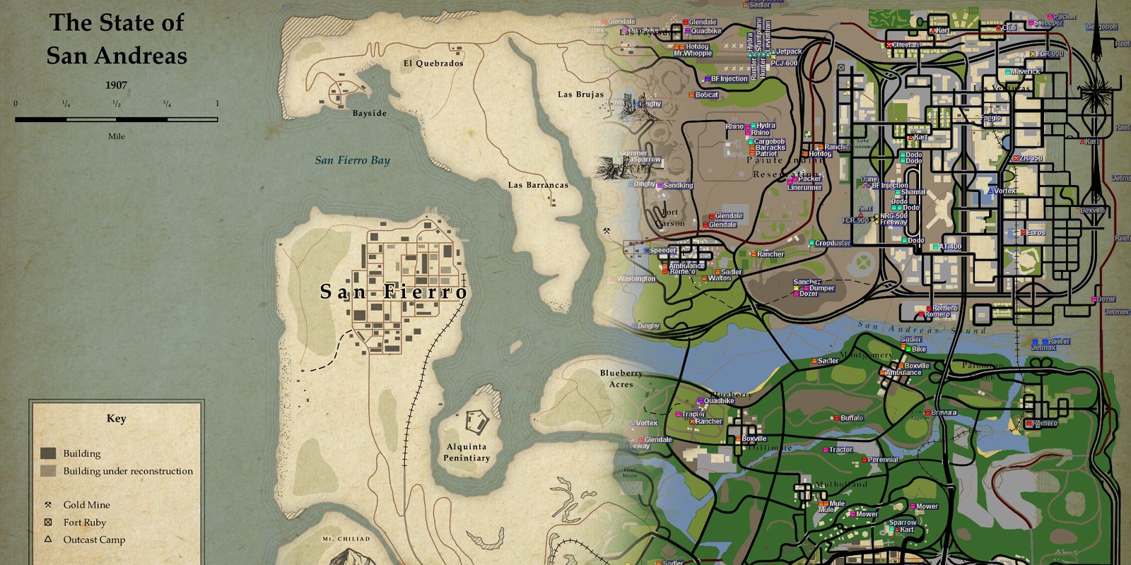 Grand Theft Auto Map visited San Andreas in 1907