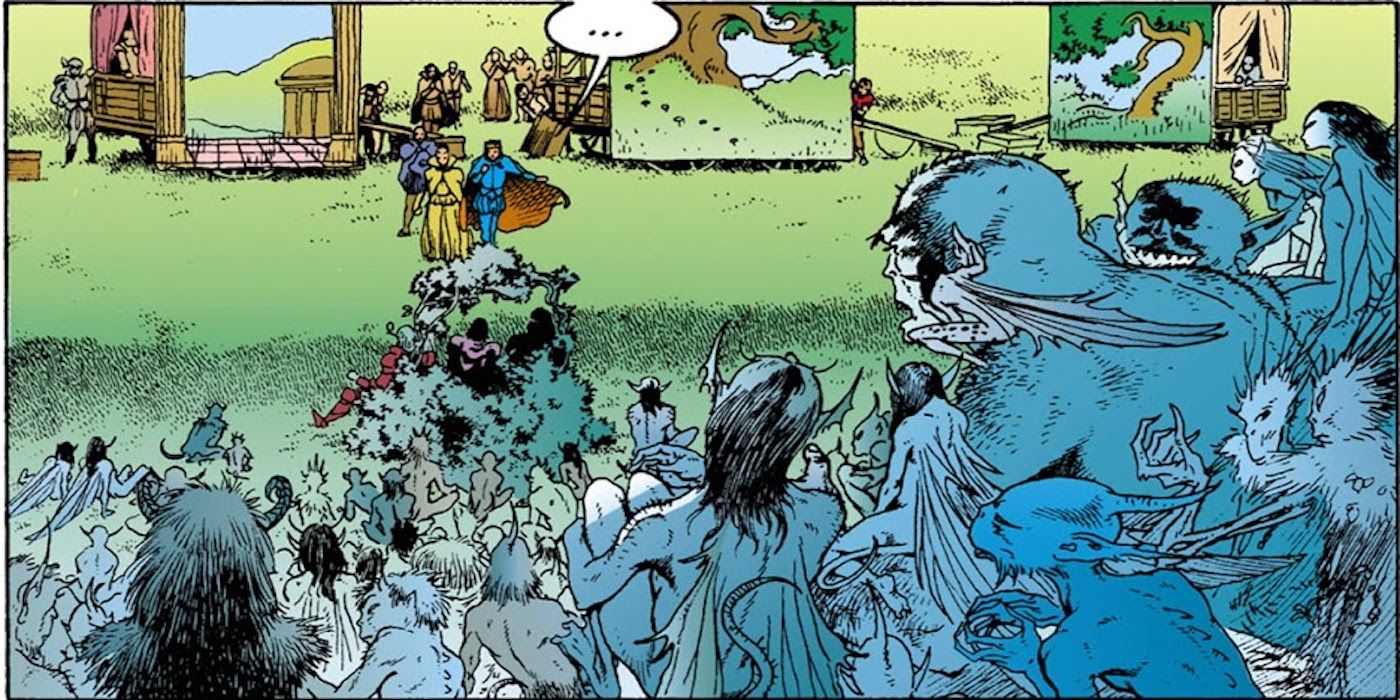 Shakespeare performs in front of the Fae in Sandman