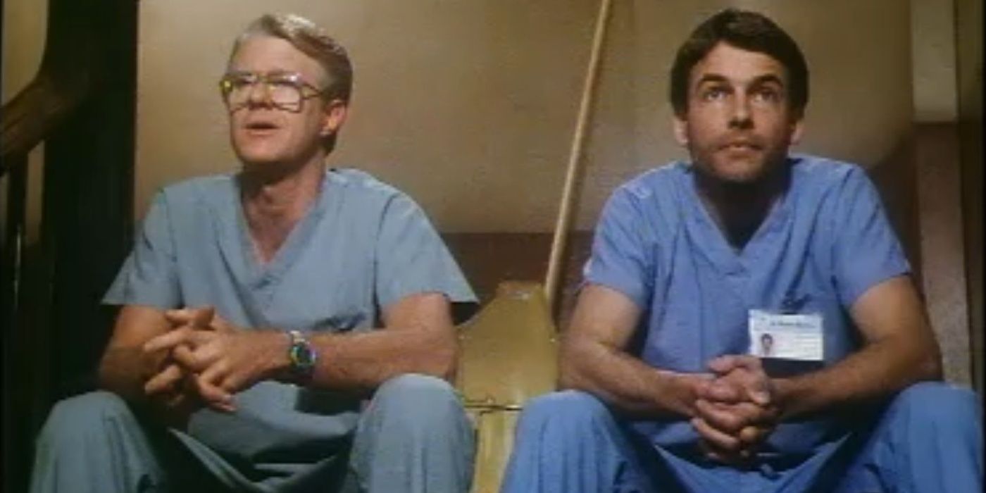Ed Begley Jr and Mark Harmon in St Elsewhere