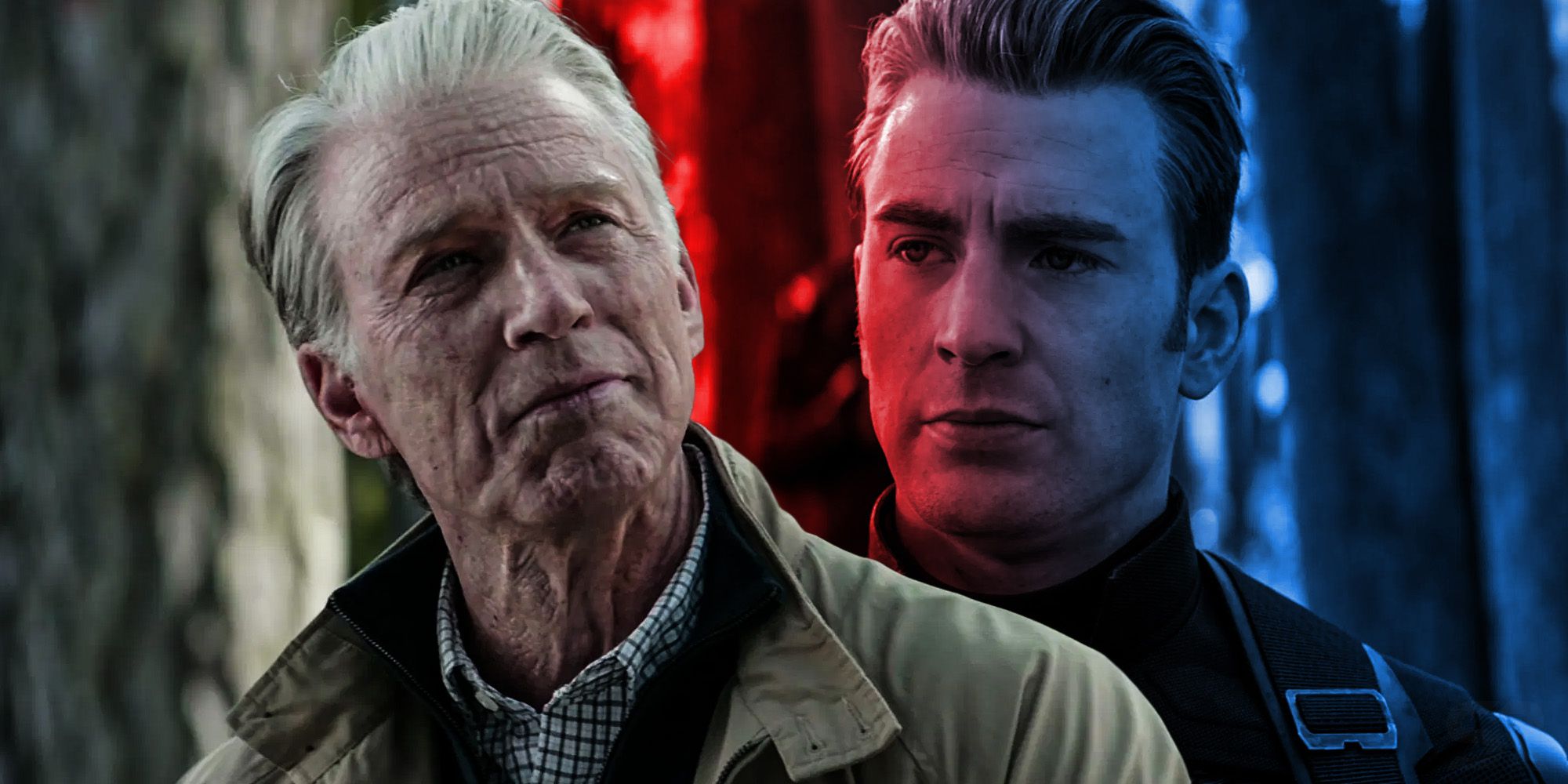 A blended image features the older and younger Steve Rogers in the MCU