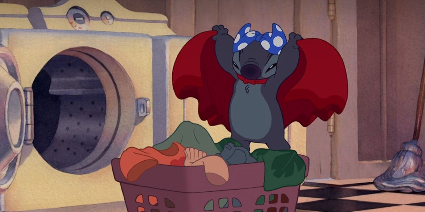 Stitch pretends to be Batman in Lilo and Stitch